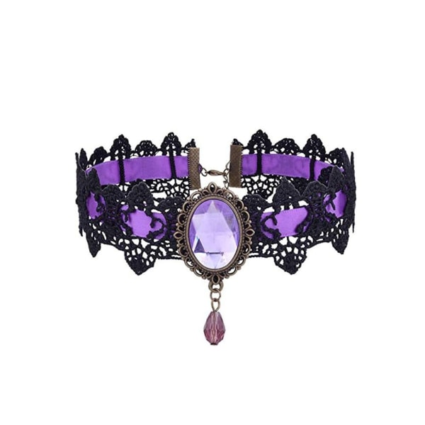 Choker Halsband Sammetskedja LILA Purple