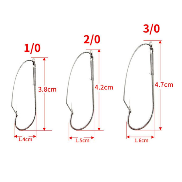 20stk Wacky Rig Hook Fiskekrok 2/0 2/0 2/0 b8d1, 2/0, 2/0