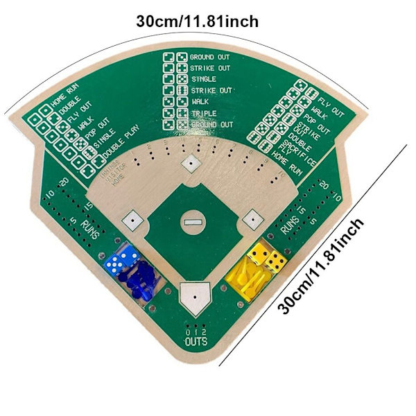 Baseball terningbrettspill Trebrett med terninger