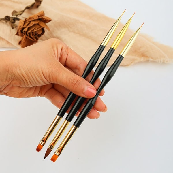 set med 3 penslar Nail Liner Painting Pen Ritning Detailing
