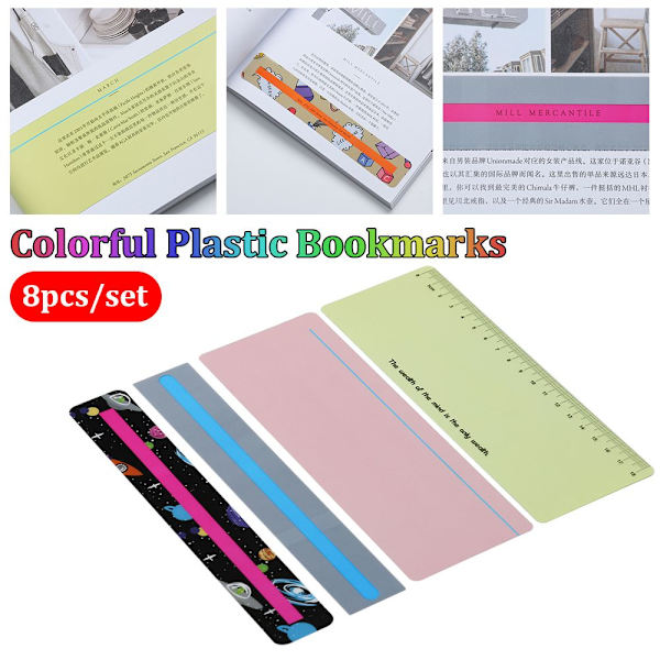 8 st/ Set Färgglada plastbokmärken Läsguide STYLE 1 STYLE 1 Style 1