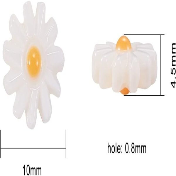Mini White Flower Daisy 11-terälehtiä Loose Beads Natural Shell