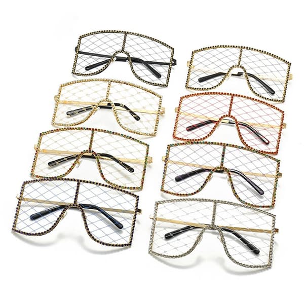 Rhinestone Mesh Glasses Y2K Solbriller C8 C8 C8