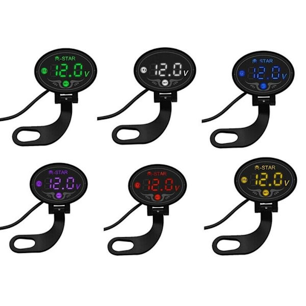Motorcykel Intelligent Voltmeter Spänningsdisplay för bil Green