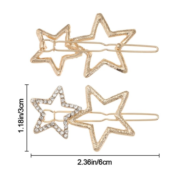 12 Stk Star Hårspænder Pins Barrettes Rhinestone Hårnål