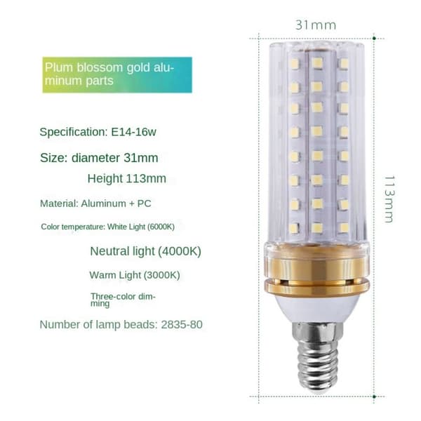 LED Inget flimmerljus E14-16W E14-16W E14-16W