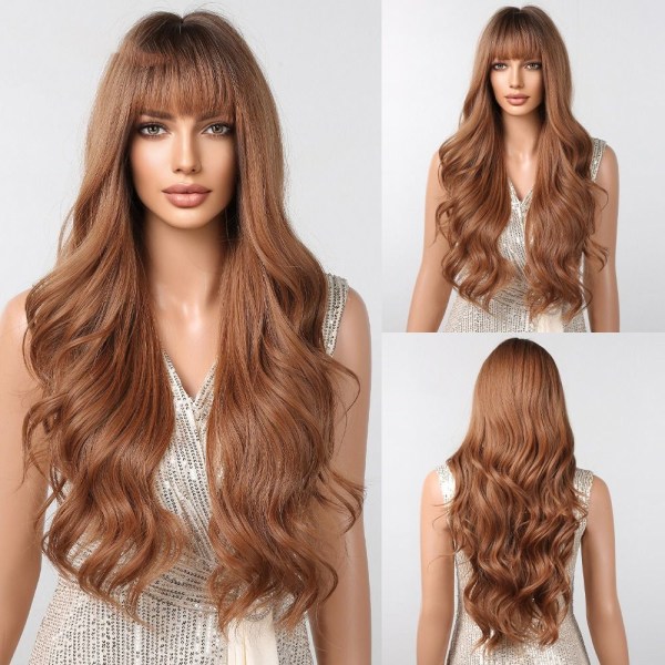 Syntetisk peruk för kvinnor Värmebeständig Long Curly Big Wave Peruk 4 4