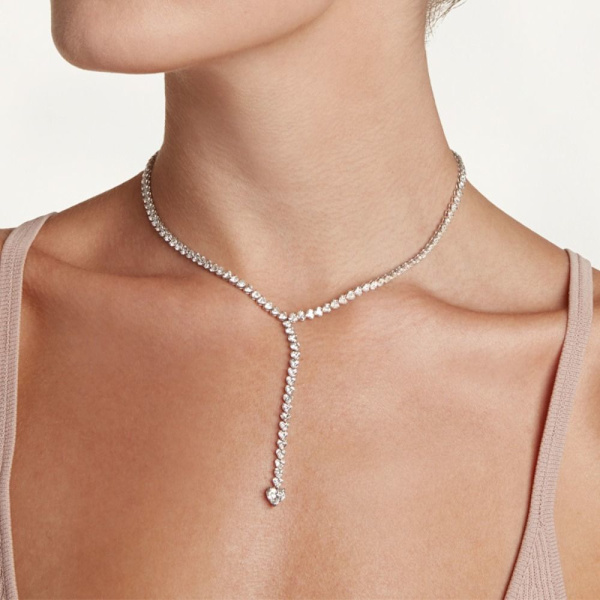 Täysi tekojalokivi ketju Choker Diamond Statement kaulakoru SILVER Silver Style 5-Style 5