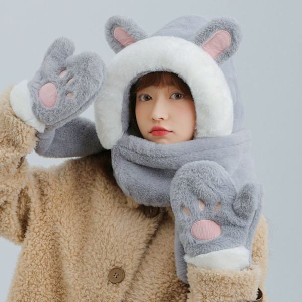 Hupullinen Huivi Käsineet Huivit Huivi Cap GREY 2 2 Grey 2-2