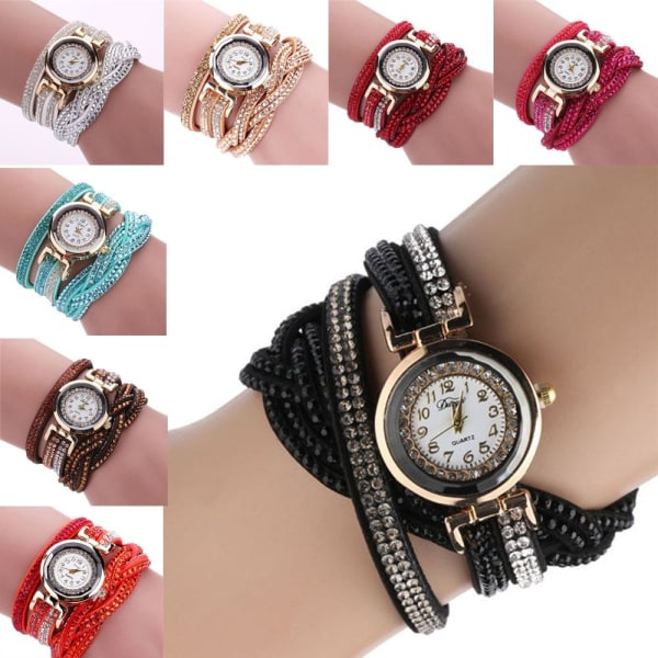 Quartz Watch Rhinestone Armbåndsur RØD red