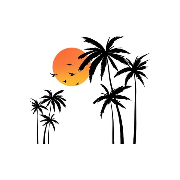 Väggdekor Tropiskt träd Boho Sunset Coconut