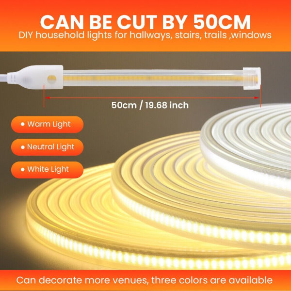 LED Strip Light 220V COB VARMT VIT warm white