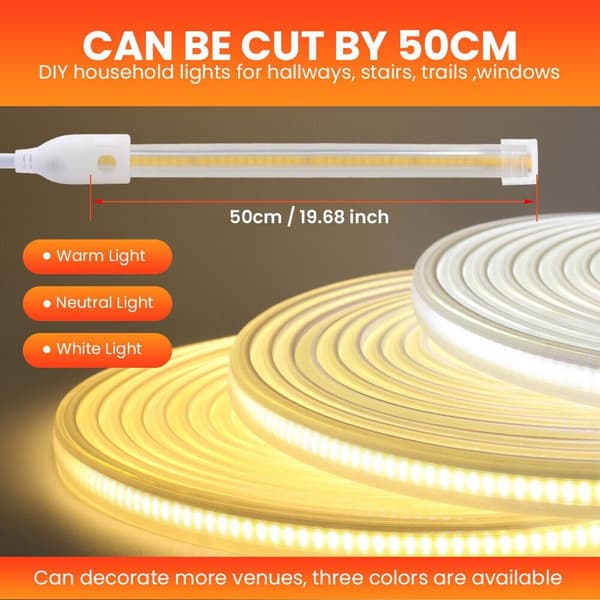 LED Strip Lys 220V COB HVID white
