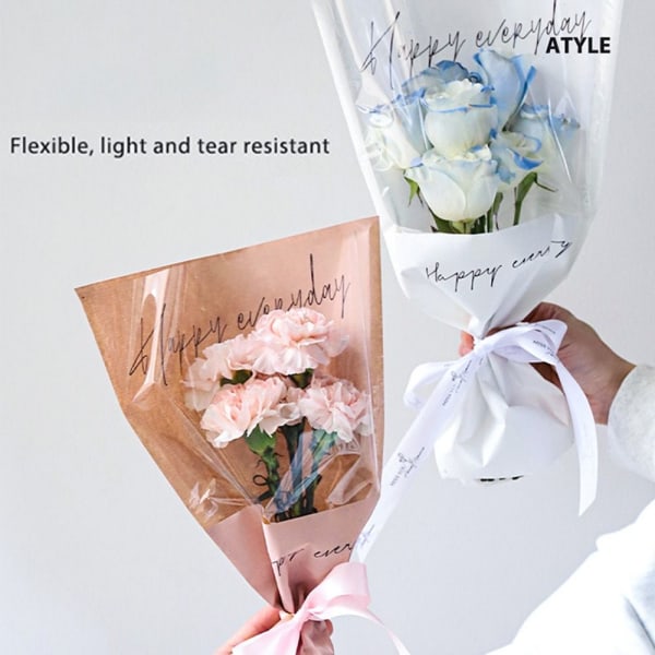 20/30 KPL Rose Pakkaus Sleeve Bag Bouquet Pakkauspussi RUOANINEN Pink Single-Single