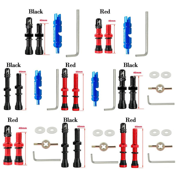 2 stk til SchraderA/V ventiler Amerikansk ventil RØD 60MMSET 1 SÆT 1 Red 60mmSet 1-Set 1