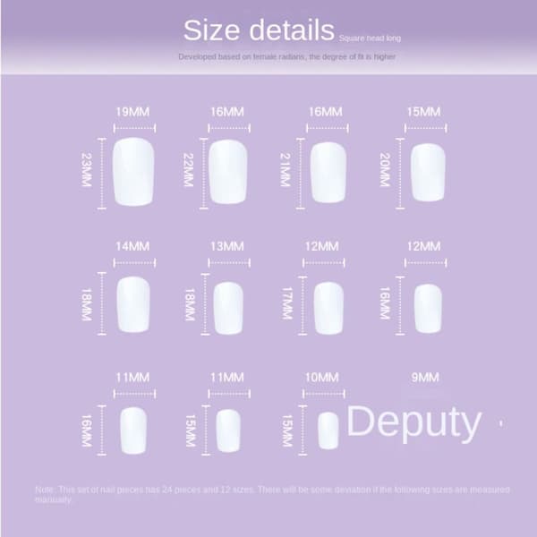 24stk False Nails Short Square French