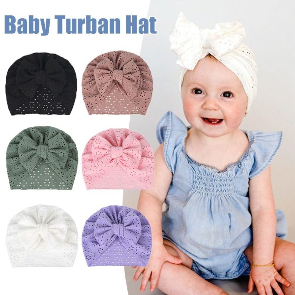 2 Stk Baby Turban Hat Motorhjelm Hat HVID HVID White