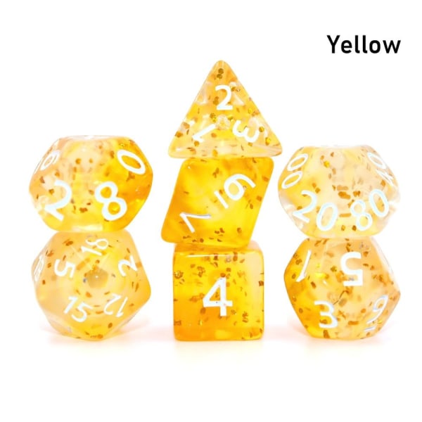 7 Stk/sett DND Terning Polyhedral Terning GUL GUL yellow