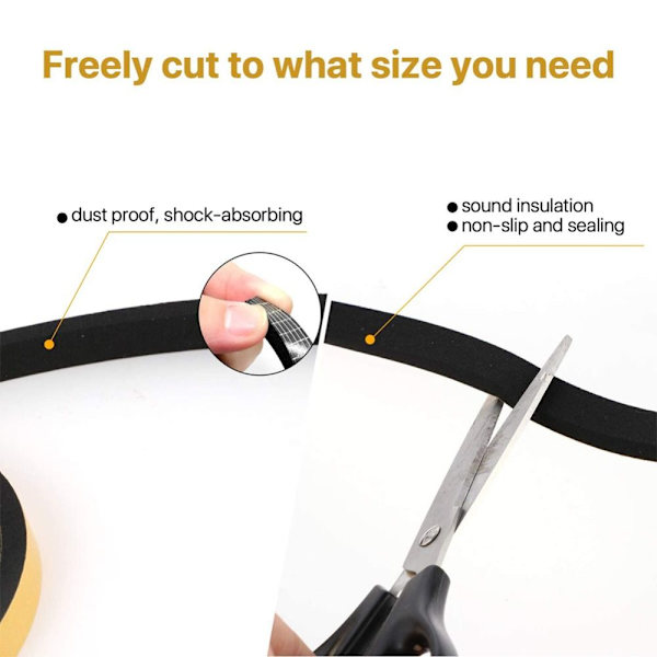 3 rullaa Foam Seal Tape Weather Stripping Foam Weatherstrip