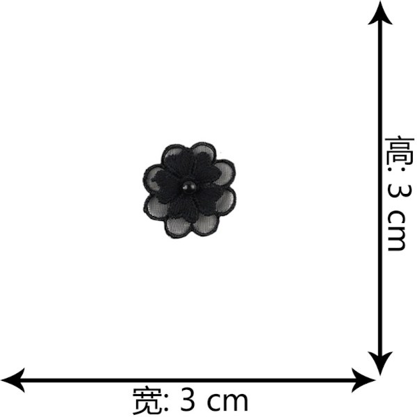 12 stk Blomsterblondebroderede patches Sort 3D-blomster Sy på