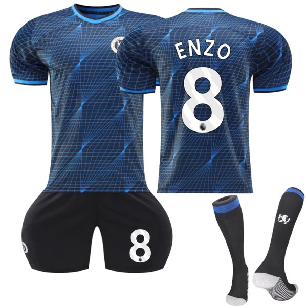 2023-2024 Chelsea Away Fotballdrakt for barn med sokker NO.8 ENZO Fernández 20