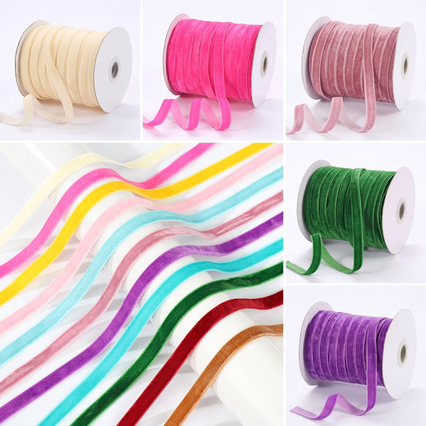 50yards 10mm Velvet Ribbon Flocking Silk LAKE GREEN lake green