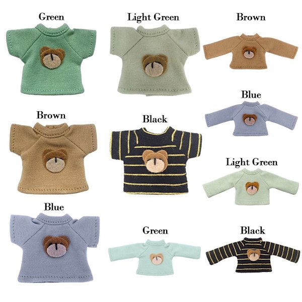 Cartoon Bear T-paita 1/11 Nukkepaita VAALEAN VIHREÄ LYHYTHIHAINEN Light Green Short Sleeve-Short Sleeve
