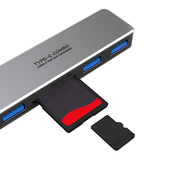 USB C Hub Type-c Combo Dockningsstation USB 3.0 grå