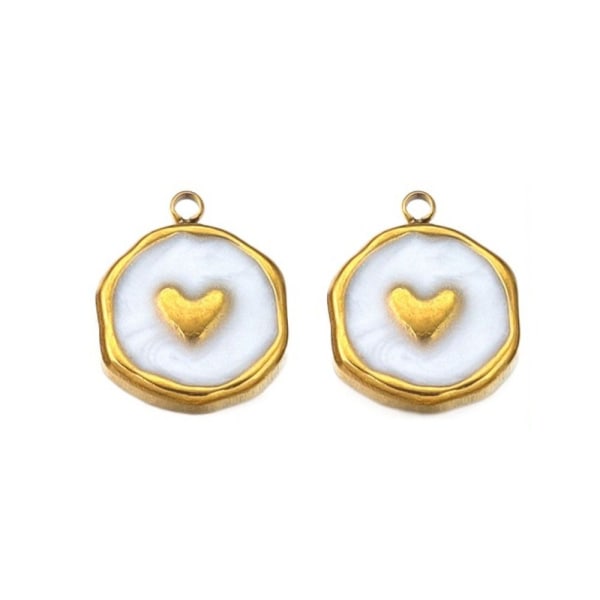10 kpl Valkoinen emali sydänriipus Heart Pattern Dangle Charm