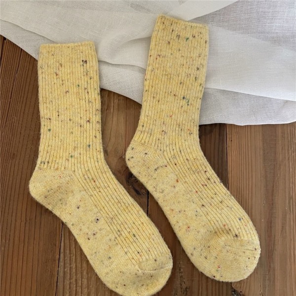 Termiske lange sokker Cashmere ullsokker GUL yellow