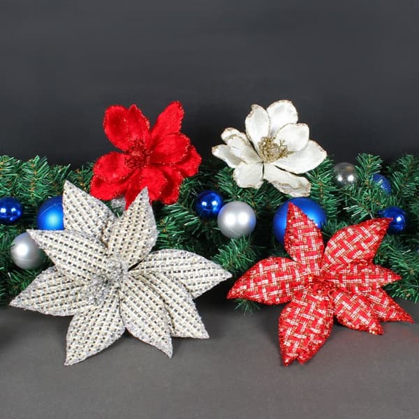 Glitter Juleblomster Artificial Floral Stake 2 2 2