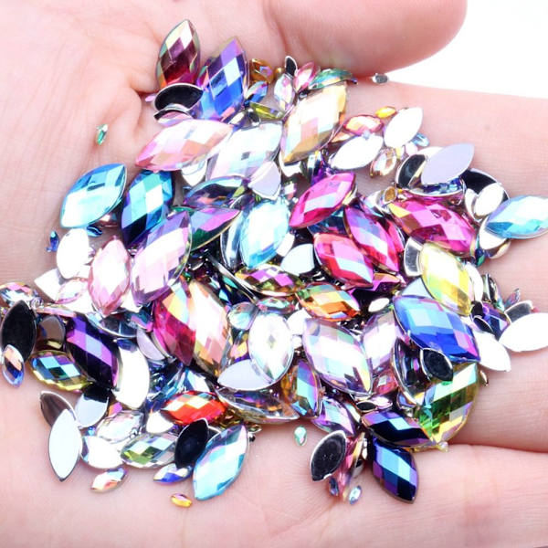 3x6 mm 1000 stk Glitterfasetter Rhinestone Flatback Applique GULL gold