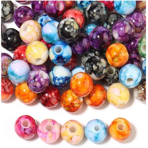 200 Stk Akrylperler Runde Kugle Løse Perler