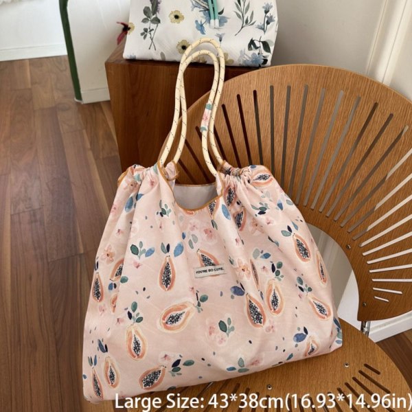 Blomma Handväska Utskrift Shoppingpåsar ORANGE 43X38CM orange 43x38cm