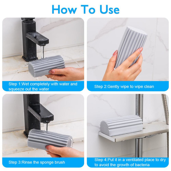 Magiska dammrengöringssvampar Damp Clean Duster Sponge GRÅ 6 Gray 6 Pcs-6 Pcs