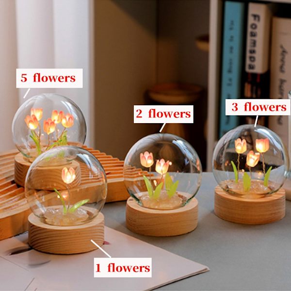 Tulip Night Light DIY Material ROSA 1 BLOMMOR 1 BLOMMOR Pink 1 Flowers-1 Flowers