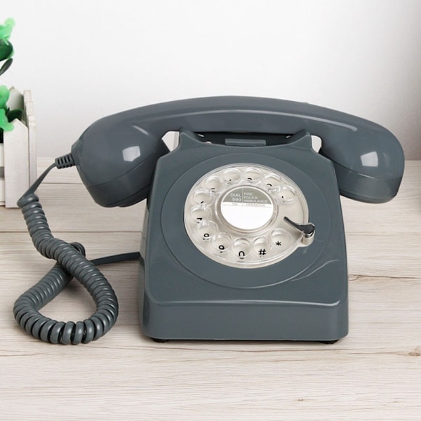 Vintage Rotary Dial Phone Retro stil fast telefon SVART Black