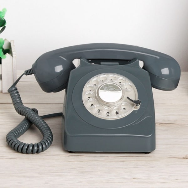 Vintage Rotary Dial Phone Retro Style fastnettelefon SORT Black