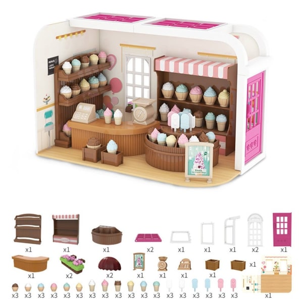 DIY Dockhus Dockhus Scenmodell ICECREAM SHOP ICECREAM SHOP icecream shop