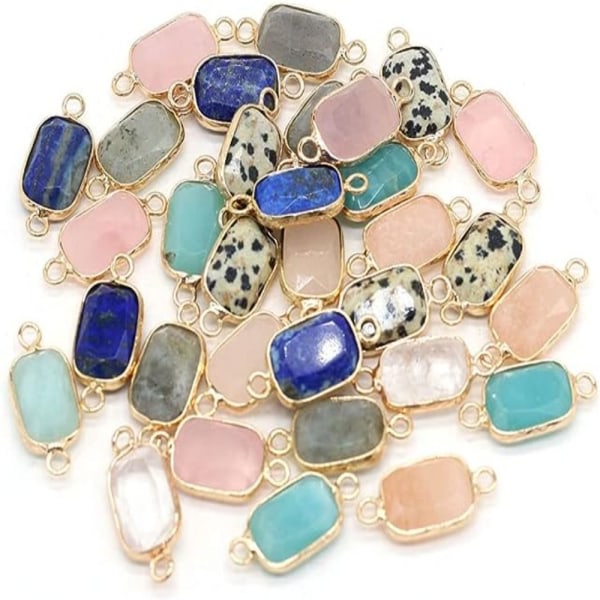 Crystal Link Charms rektangel form blandet helbredende krystal