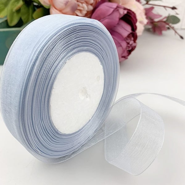 45M*2cm Gjennomsiktig chiffonbånd Organza blondebånd LYSGRÅ Light grey