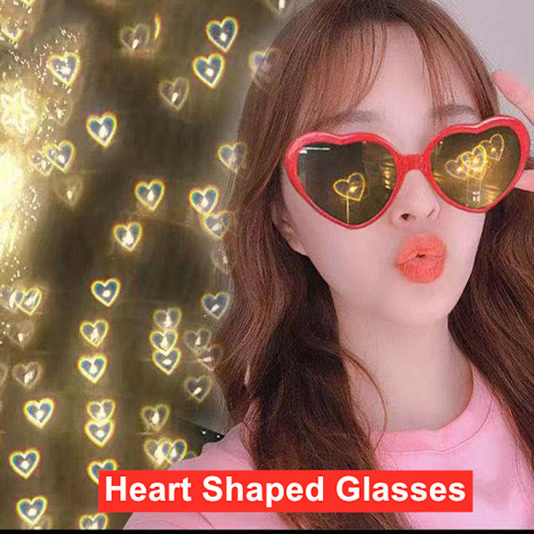Hjärtformade specialeffektglas Hjärtdiffraktionsglasögon Red