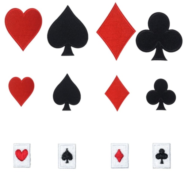 24 stk Poker Patches Rød Sort Hjerte Patches Gaming Stryge på
