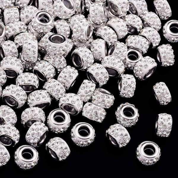 100 Stk Europeiske Perler Rondelle Spacer Beads 5mm Stort Hull