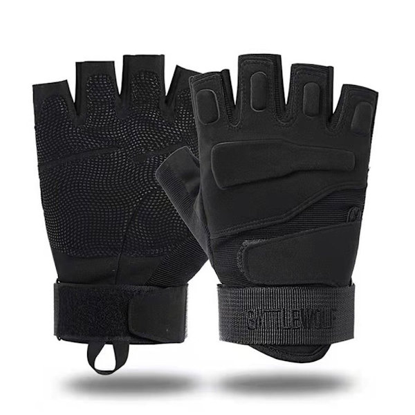 Udendørs taktiske handsker Halvfingerhandsker SORT M M Black M-M