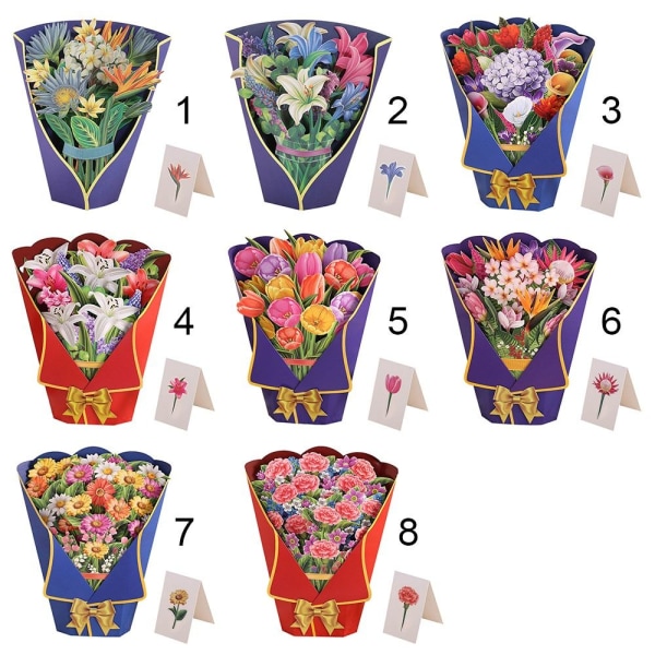 3D Pop-up bukett pappersblommor 6 6 6