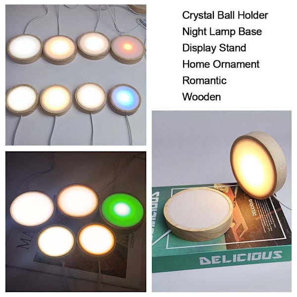 LED-lys Dispaly Base Krystallkuleholder 8CMTHREE FARGER 8cmThree Colors