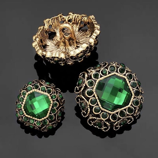 10st Rhinestone Knappar Pearl Hårnålar GRÖN Green
