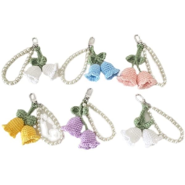 May Bells Keychain Knitting Key Chain BLÅ Blue