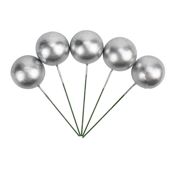 Guldkugler Kage Toppers Kagepynt SØLV 3CM Silver 3cm